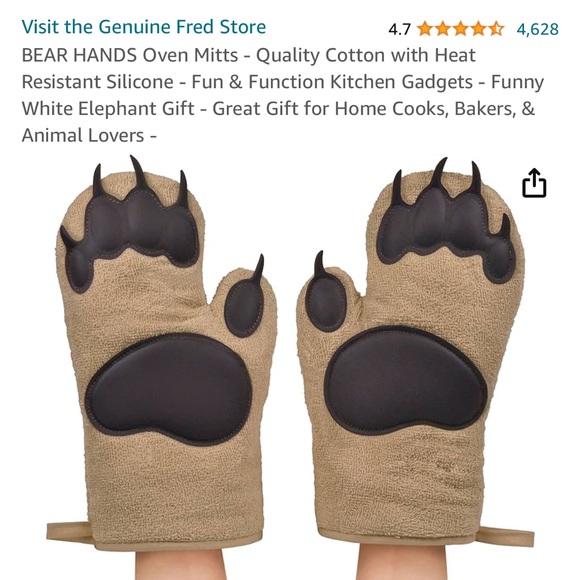 Genuine Fred BEAR HANDS Oven Mitts Heat Resistant Silicone NWT - Picture 11 of 12